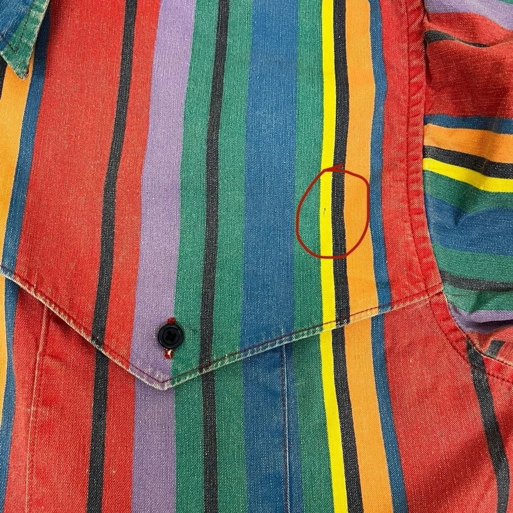 Vintage Wrangler Brushpopper Shirt Western Stripe Rodeo Cowboy- Size 18 Neck - Picture 5 of 12